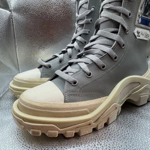Size 6‎ Adidas Raf Simons Detroit High Top Portrait Womens Gray Lace-Up Boots main image 4